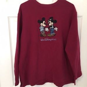 Vintage Walt Disney World Mickey Mouse Burgundy Crewneck Sweatshirt